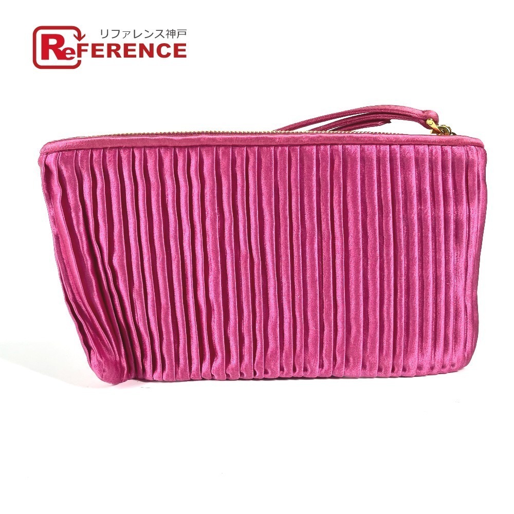Miu Miu logo bag strap Clutch rayon silk pink